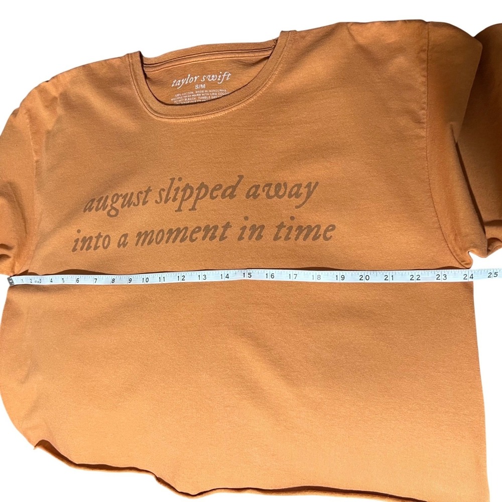 Taylor Swift Folklore August Slipped Away Cropped T-Shirt Orange Womens S/M - Picture 5 of 7